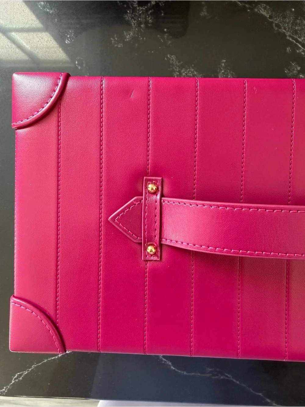 Pink Structured Jewelry Case with Gold Lock